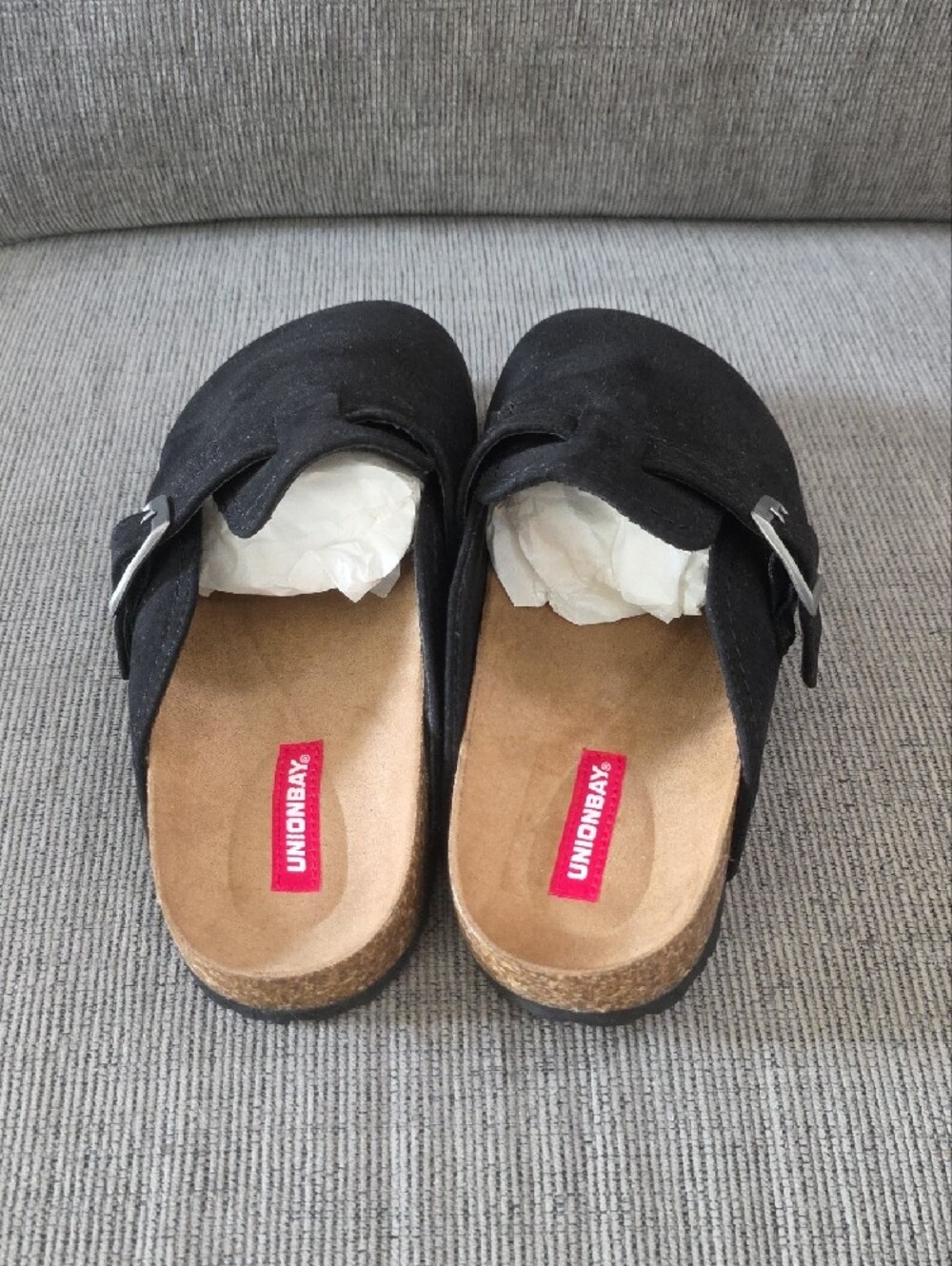 UNIONBAY Womens Black Suede Sawyer Slip-On Clogs With Silver Buckle, New, 8.5. - Picture 5 of 14